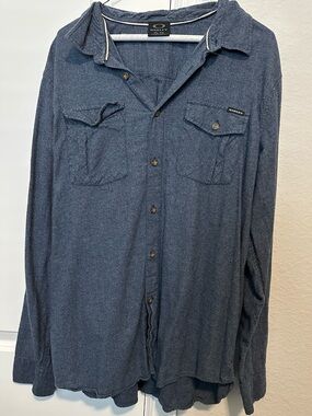 Oakley - Men’s L Long-sleeve Button-down Sheet, navy blue